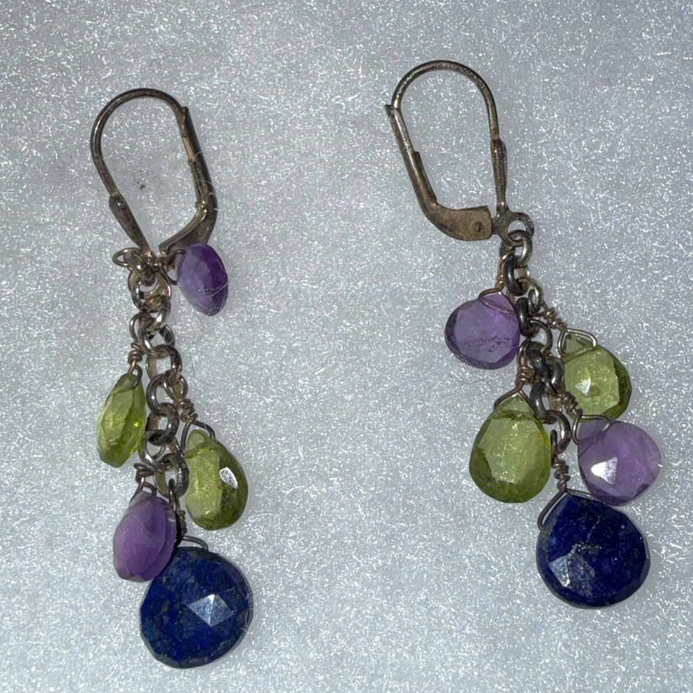 Dangle Gemstone Earrings Sterling Silver